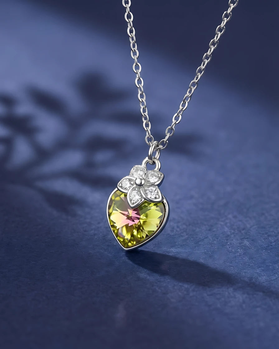 Olive Heart Floral Pendant