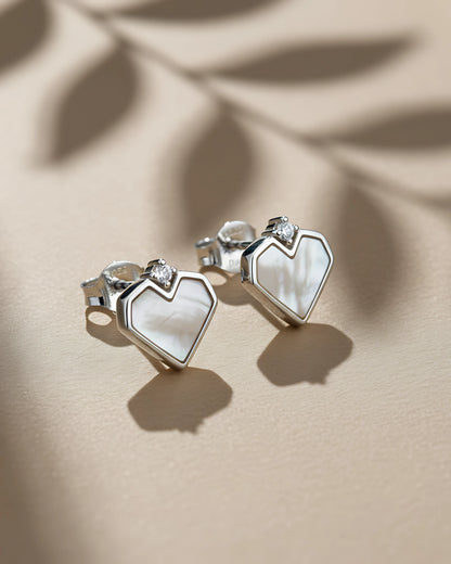 Pearl Heart Studs
