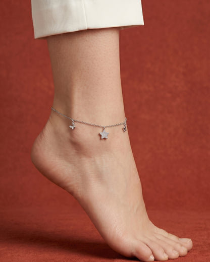 Geometric Butterfly Charm Single Anklet