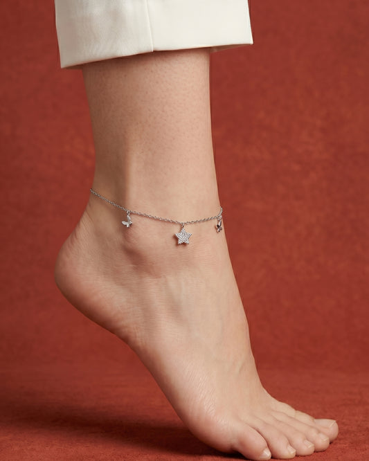 Geometric Butterfly Charm Single Anklet