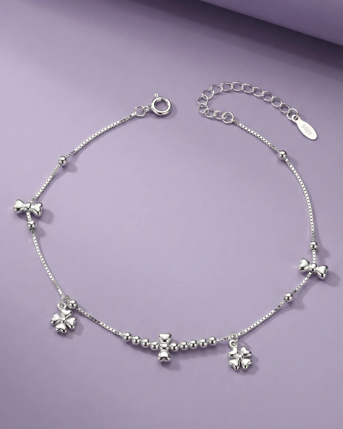 Clover and Bow Single Anklet
