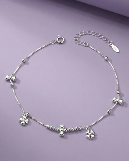 Clover and Bow Single Anklet