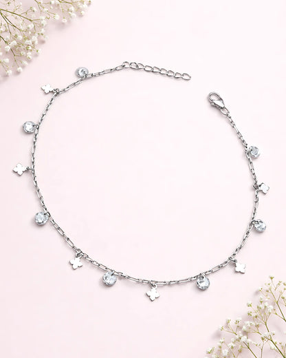 Clover and Crystal Single Anklet