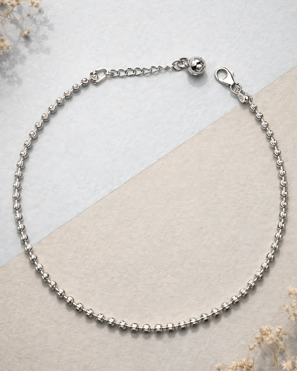Textured Bead Single Anklet
