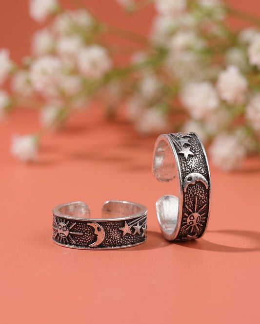 Antique Radiance Engraved Toe Rings