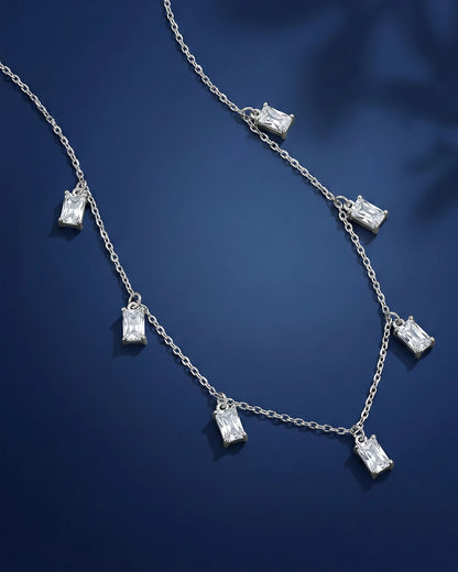 Emerald Cut Crystal Drop Necklace
