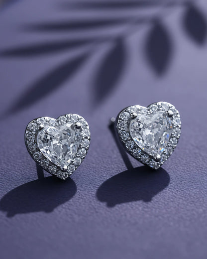 Sweetheart Halo Stud Earrings | 925 Sterling Silver