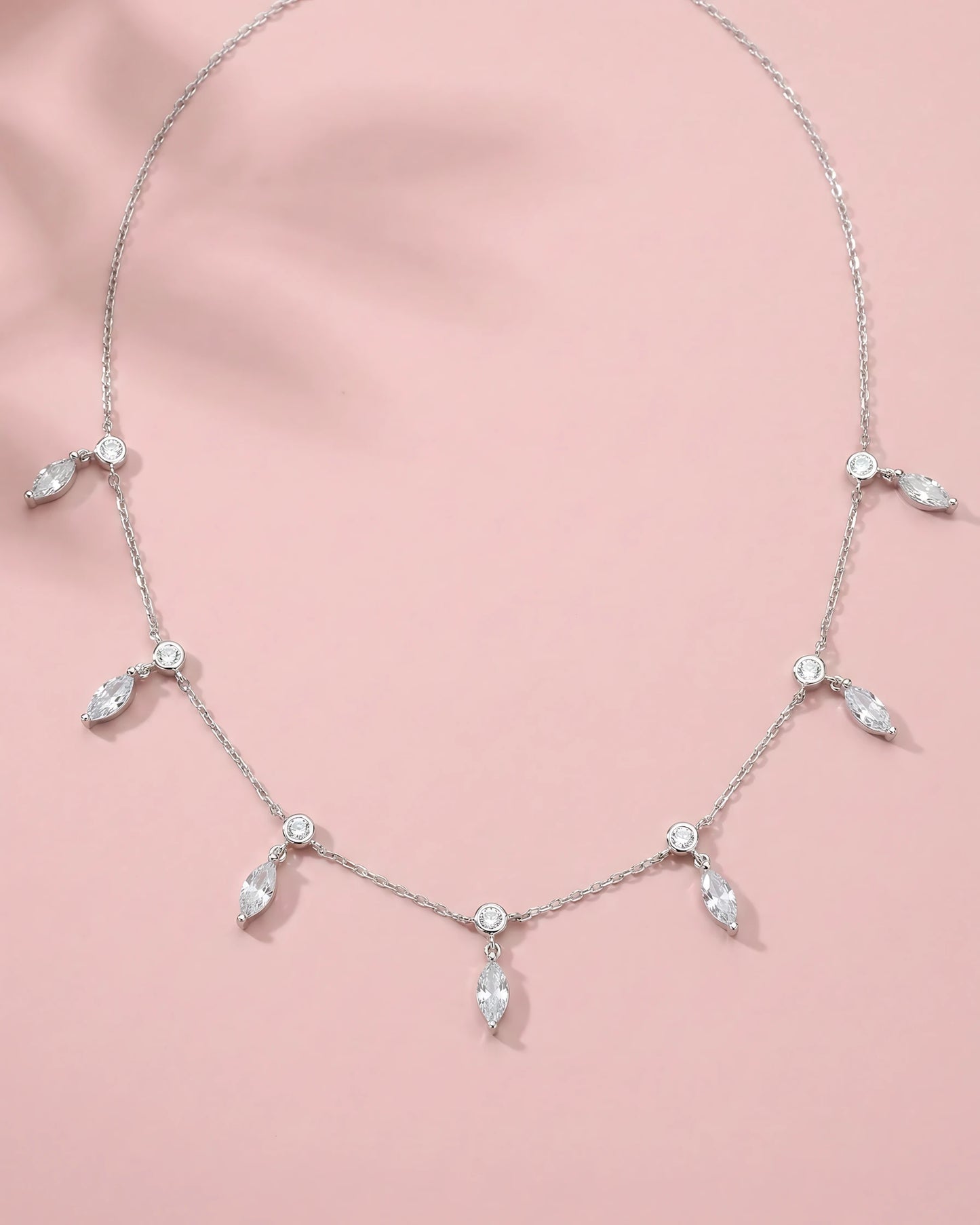 Marquise Crystal Drop Station Necklace