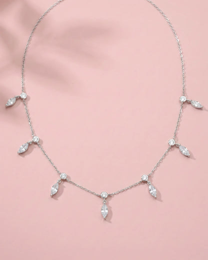 Marquise Crystal Drop Station Necklace