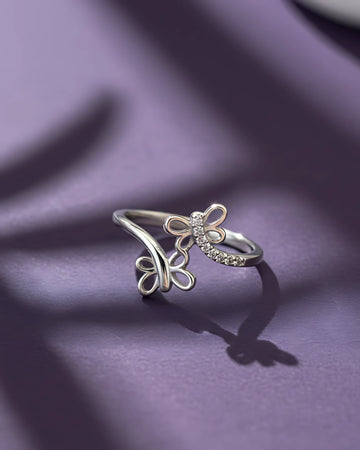 Flutter Duo Adjustable Ring |  925 sterling silver ring