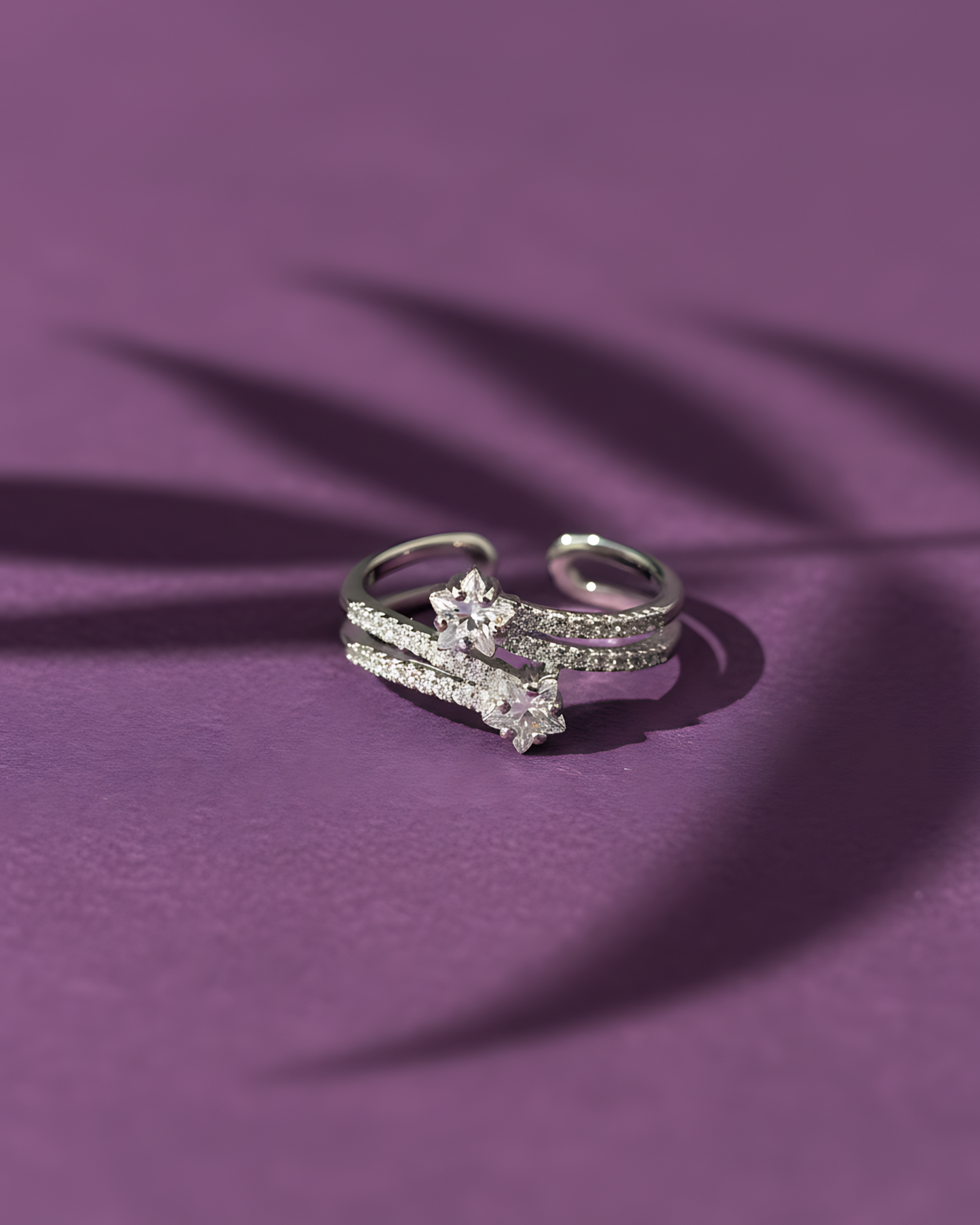 Stellar Twin Star Adjustable Ring