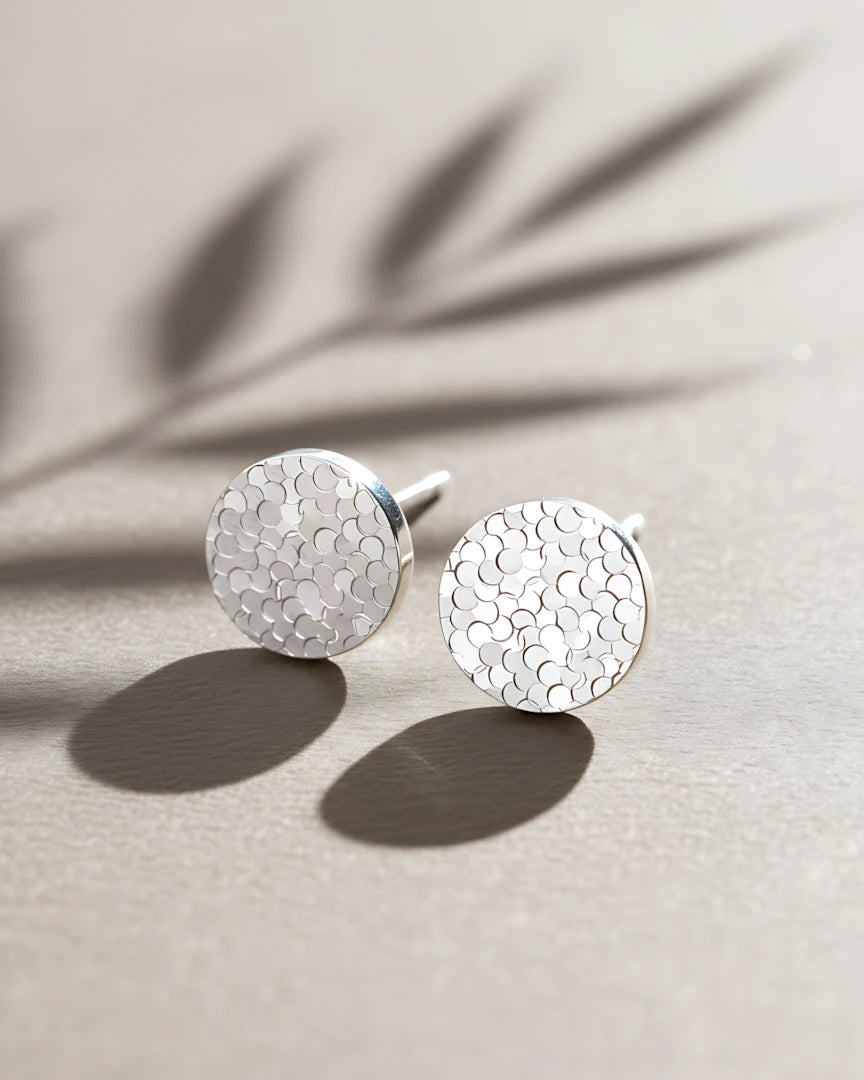 Moonlight Scale Studs | 925 Sterling Silver Earrings