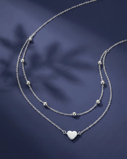 Double Layer Heart and Bead Necklace