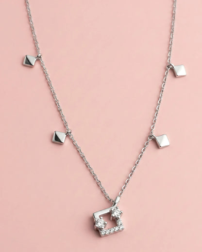 Geometric Square Charm Drop Necklace