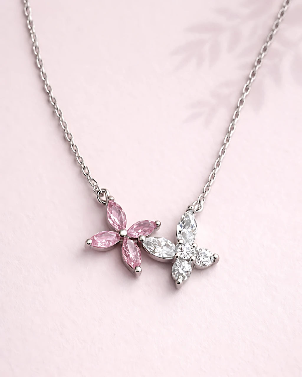Pink and White Butterfly Duo Pendant