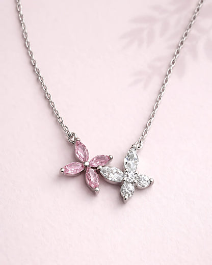 Pink and White Butterfly Duo Pendant