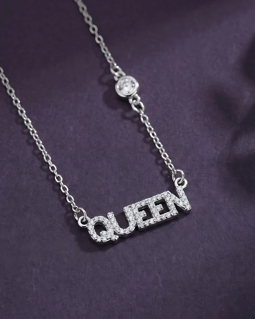 Queen Letter Crystal Necklace