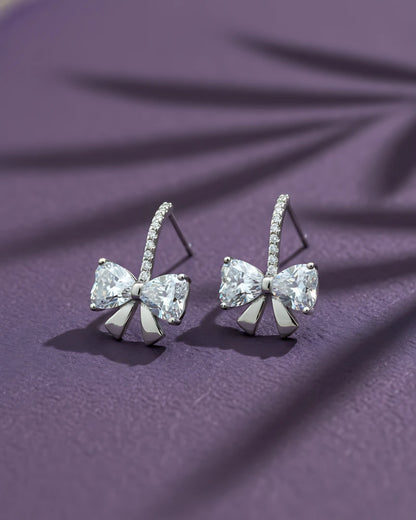 Ribbon Bow Heart Studs | 925 sterling silver earrings