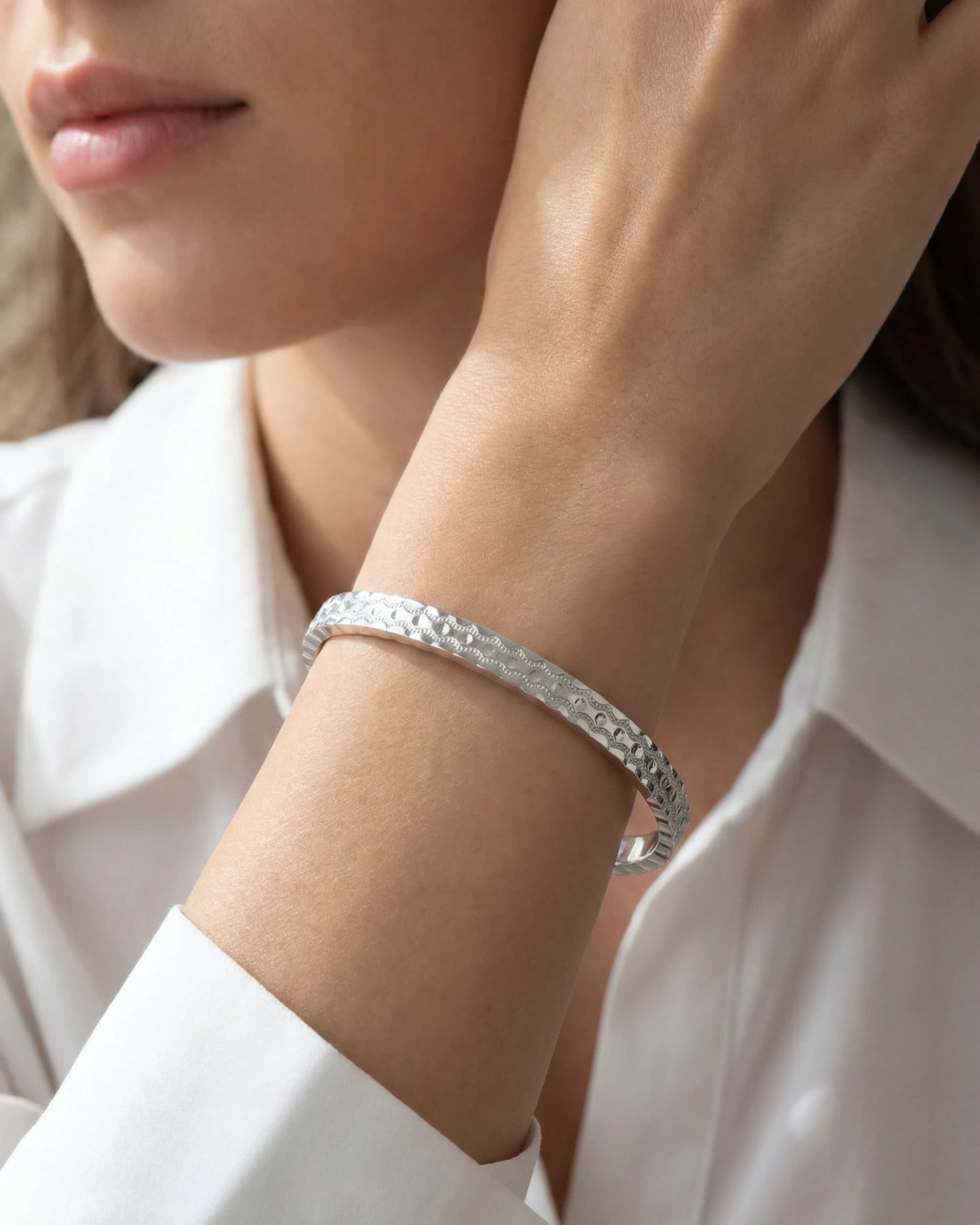 Textured Ridge Bangle Cuff