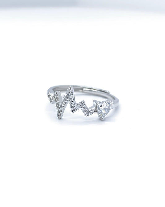 Heartbeat Harmony Adjustable Ring | 925 sterling silver ring