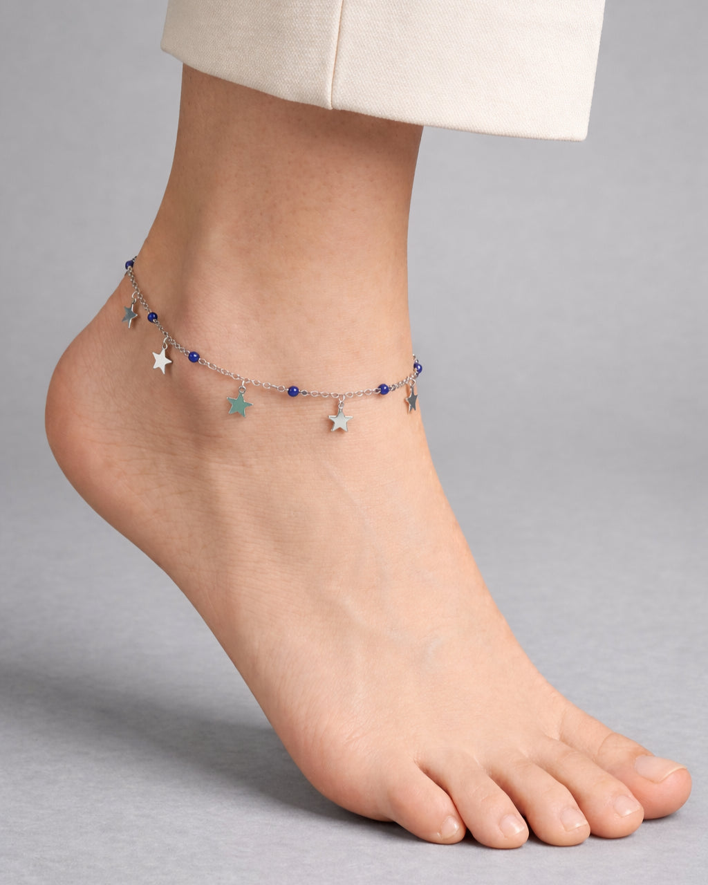 Azure Blue Geometric Charm Single Anklet