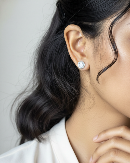 Pearl Halo Studs | 925 sterling silver earrings