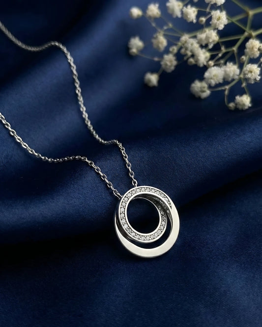 Interlocking Crystal Circle Pendant