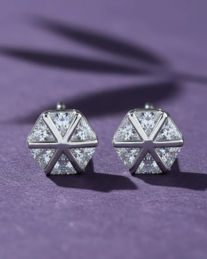 Geometric Gem Stud Earrings | 925 Sterling Silver