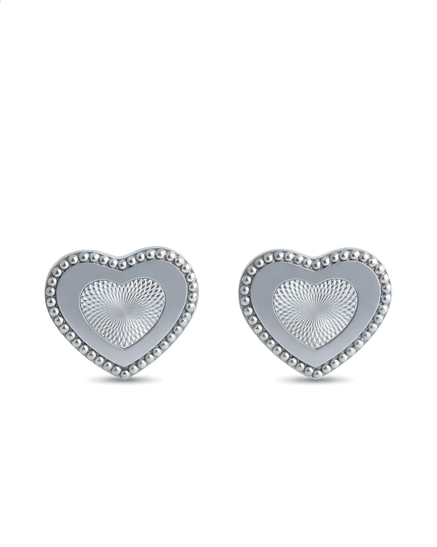Engraved Heart Silver Earrings | 925 Sterling Silver Laser Etched Studs