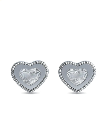 Engraved Heart Silver Earrings | 925 Sterling Silver Laser Etched Studs