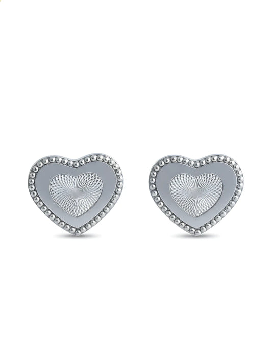 Engraved Heart Silver Earrings | 925 Sterling Silver Laser Etched Studs