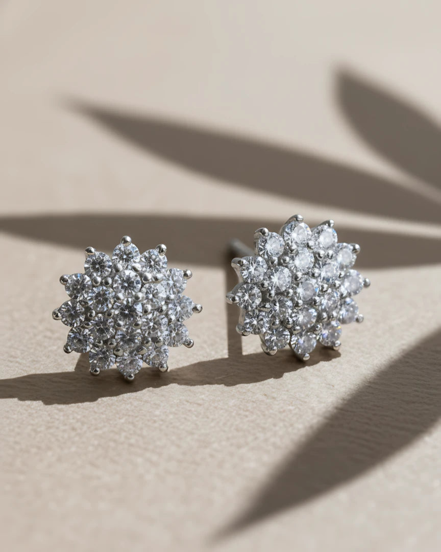 Starburst Sparkle Stud Earrings | 925 Sterling Silver