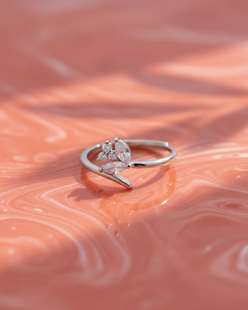 Silver Petal Adjustable Ring | 925 sterling silver ring