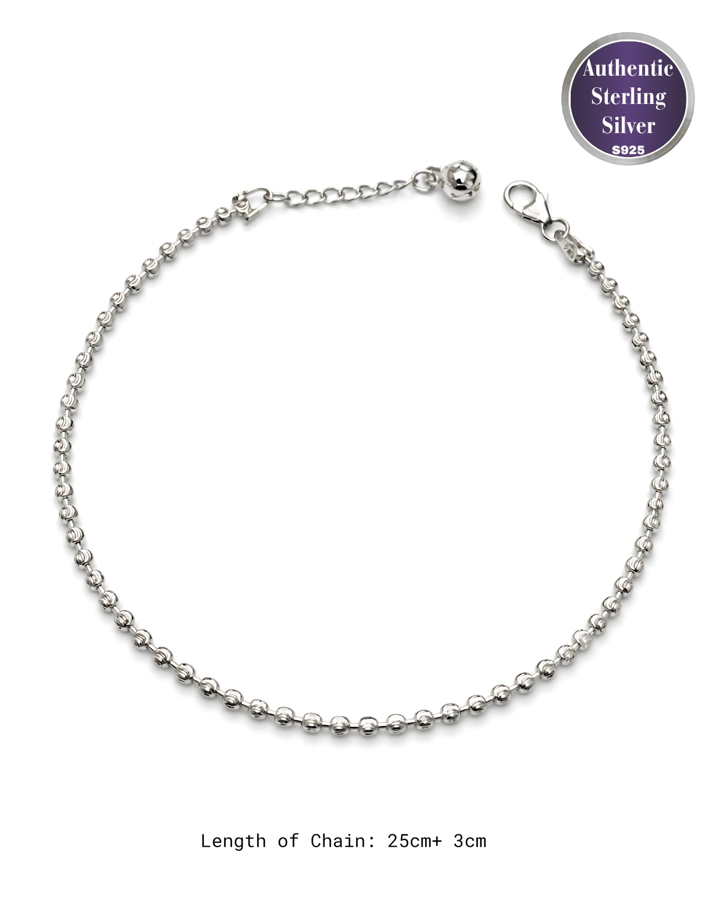 Textured Bead Single Anklet
