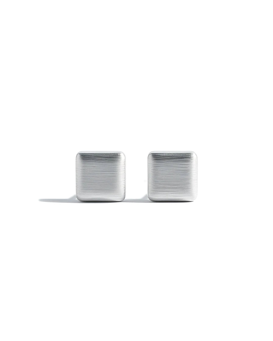 Linen Texture Studs | 925 Sterling Silver Brushed Square Earrings