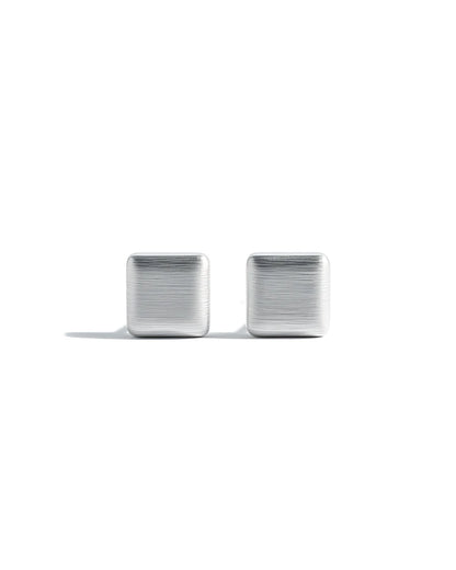 Linen Texture Studs | 925 Sterling Silver Brushed Square Earrings