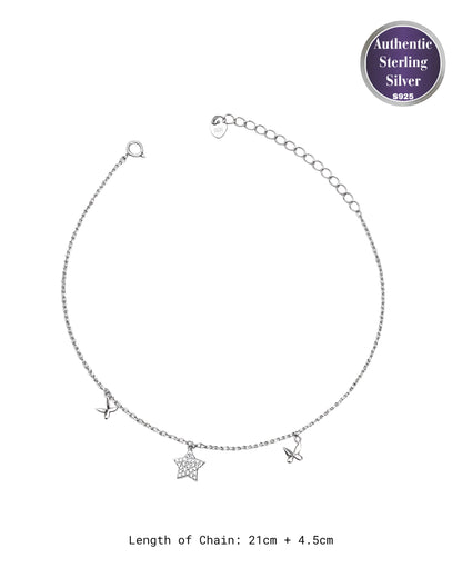 Geometric Butterfly Charm Single Anklet