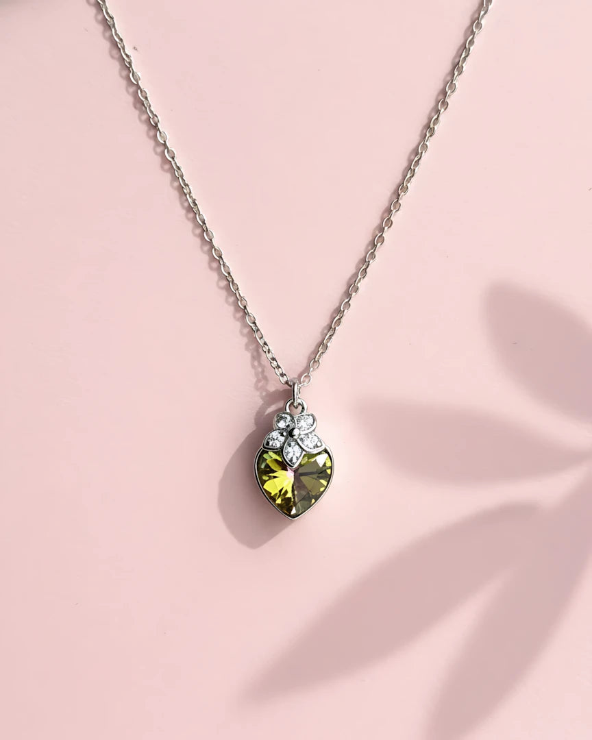 Olive Heart Floral Pendant