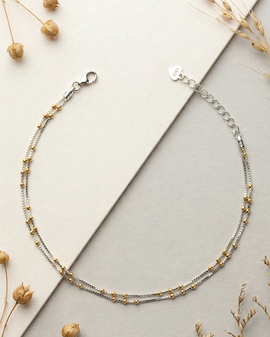 Two Tone Layered Single Anklet