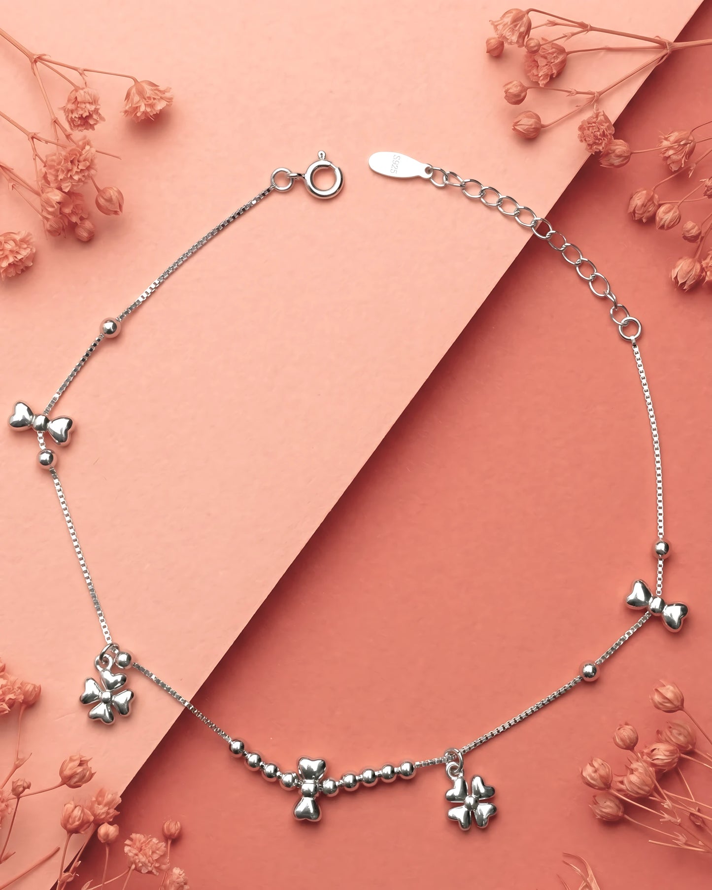 Clover and Bow Single Anklet