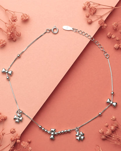 Clover and Bow Single Anklet