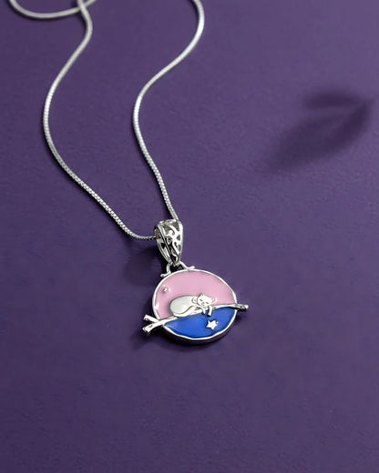 Dreamy Cat Silver Pendant