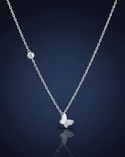 Dainty Butterfly Solitaire Pendant