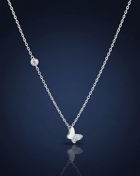 Dainty Butterfly Solitaire Pendant