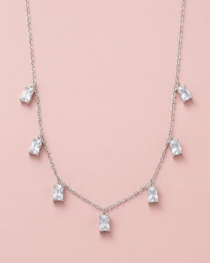 Emerald Cut Crystal Drop Necklace