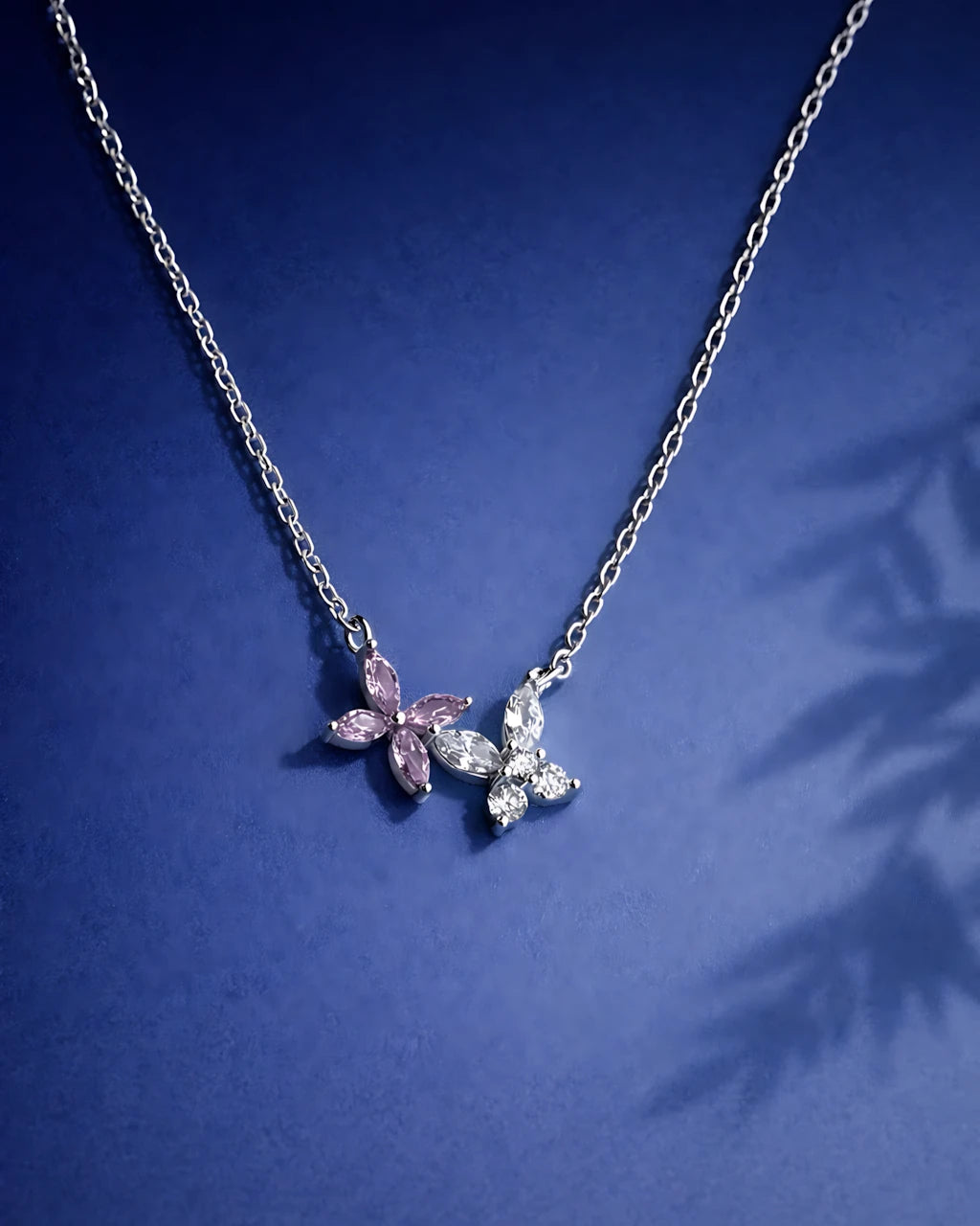 Pink and White Butterfly Duo Pendant
