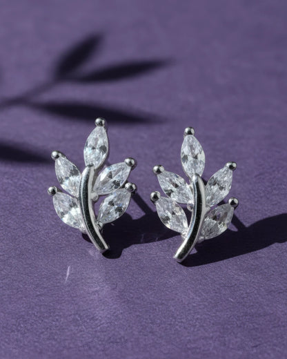 Leafy Elegance Stud Earrings | 925 Sterling Silver