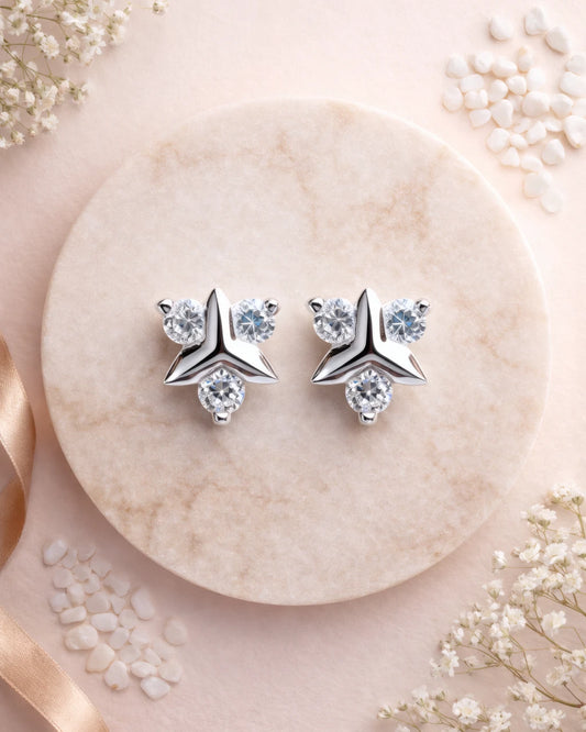 Trident Trinity Stud Earrings | 925 Sterling Silver