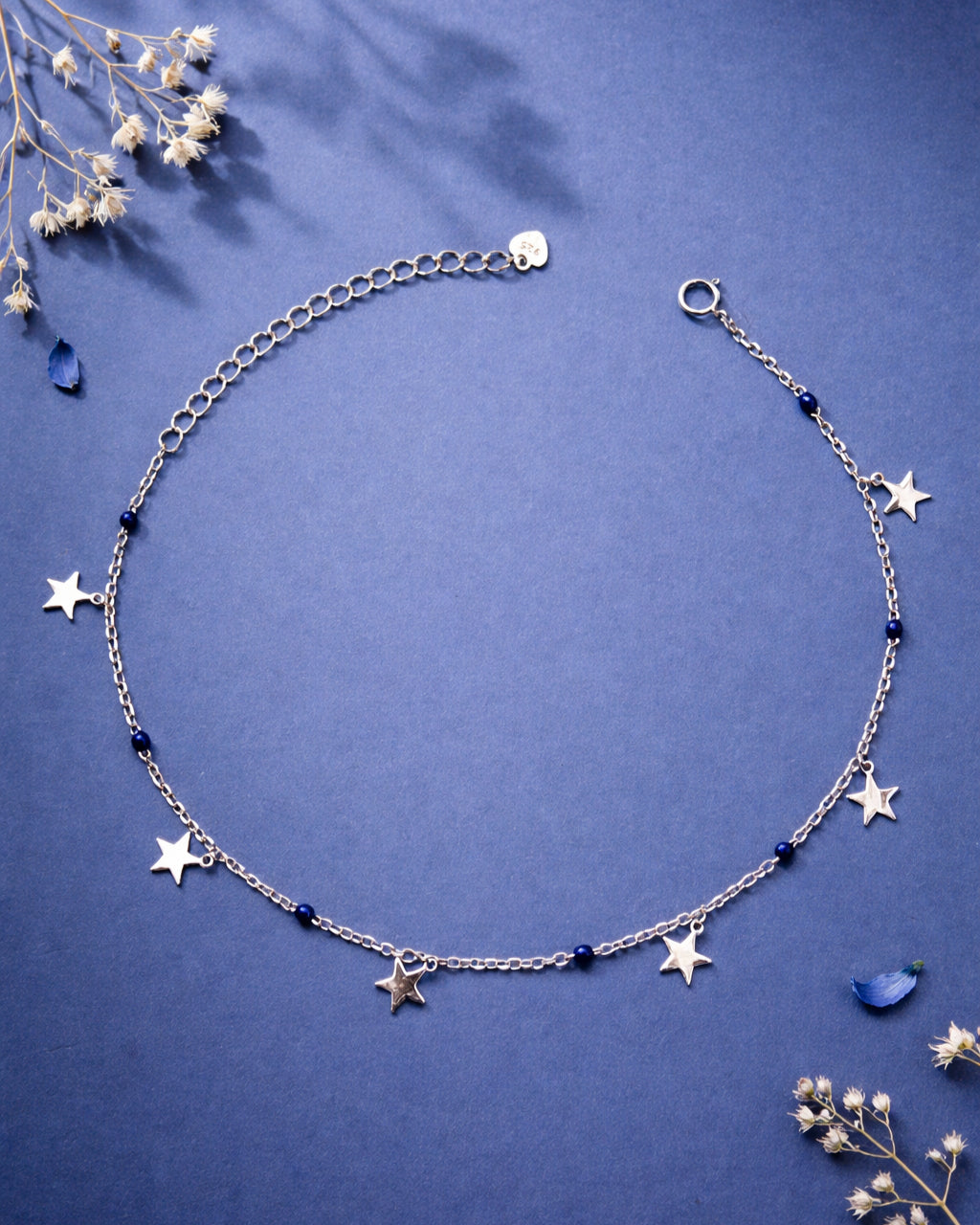 Azure Blue Geometric Charm Single Anklet