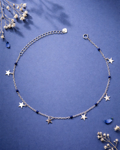 Azure Blue Geometric Charm Single Anklet